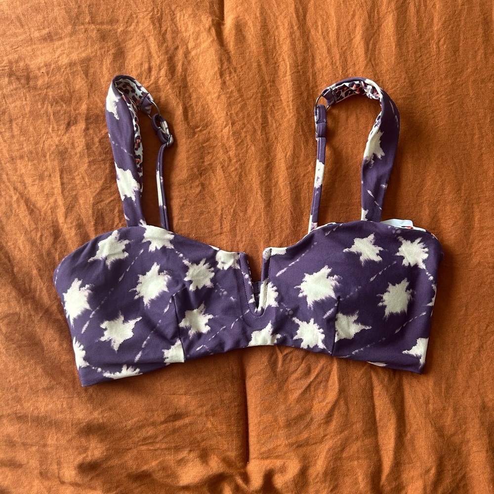 Maaji Purple and White Reversible Bikini Top - Stars and Leopard Print